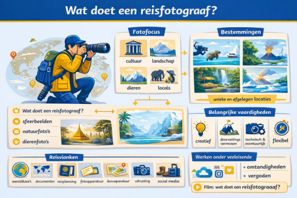 Alles over het beroep reisfotograaf Wat doet een reisfotograaf